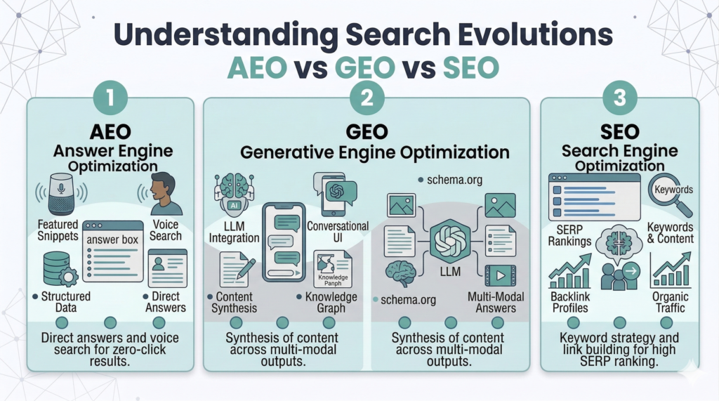 AEO vs GEO vs SEO